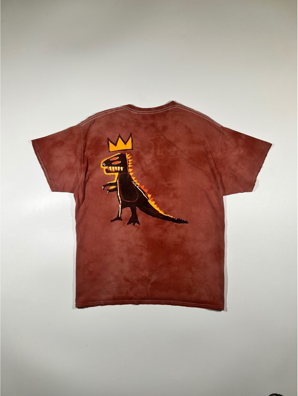 Jean-Michel Basquiat T-Shirt Mens XL Rust Dinosaur Crown Art Graphic Tee